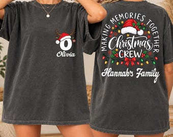 Custom Family Christmas Shirt: Two-Sides Family Name Christmas Adult, Kids Tees, Christmas Party Family Trip Matching Pajamas,BP