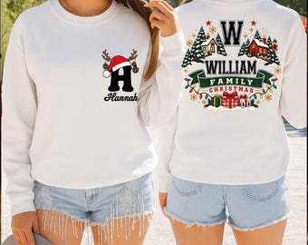 Custom Family Christmas Sweatshirt: Two-Sides Family Name Christmas Adult, Kids Sweater, Christmas Party Family Trip Sweatshirt, BP