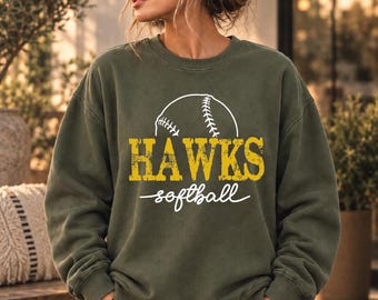 Custom Softball Mascot Sweatshirt, Personalized Team Name Sweater, School Softball Game Day Sweatshirt