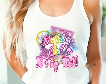 Custom Birthday Girl Tank Top, It's My Year Tank Top for Her, Personalized Years Crop Top, Retro Birthday Racerback, Summer Cool Girl V-Neck