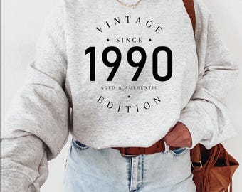 Vintage Since 1990 Birthday Sweatshirt, Twentyfifth Birthday Sweater, Birthday Girl 35th Birthday Gift, Thirty Five Birthday Sweater
