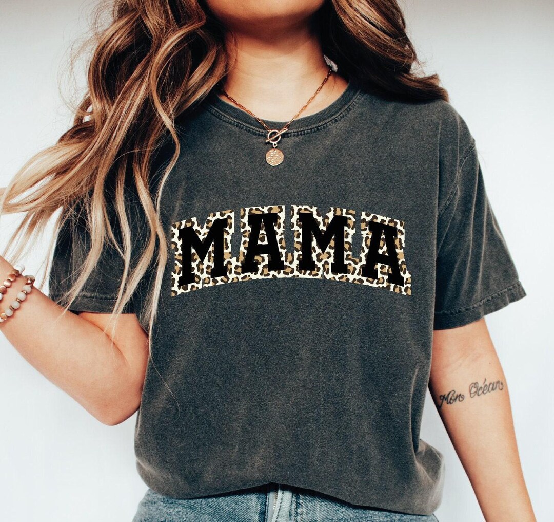 Women's Mama Leopard T-Shirt – Cheetah Print Short Sleeve Graphic Tee For Moms