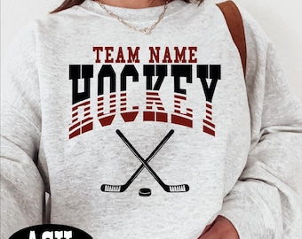 Custom Hockey Sweatshirt, Personalized Hockey Hoodie, Custom Hockey Team Name Sweatshirt, Game Day Hoodie, Hockey Mom Gift