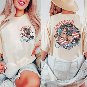 American Cowgirl Comfort Colors Shirt, Country Music Shirt, Howdy Cowgirl Shirt, Western Women Shirt, Christmas Cowgirl Shirt, BP image 1