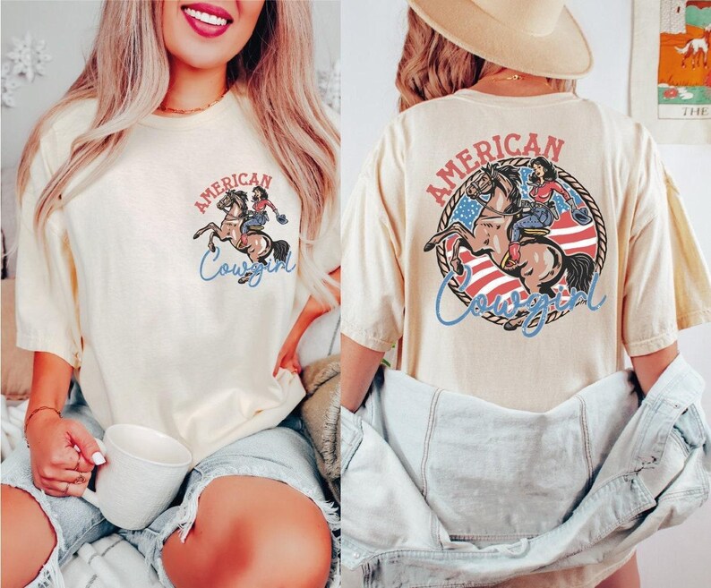 American Cowgirl Comfort Colors Shirt, Country Music Shirt, Howdy Cowgirl Shirt, Western Women Shirt, Christmas Cowgirl Shirt, BP image 1