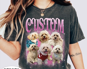 Custom Dog Photo Vintage Shirt, Custom Bootleg Shirt, Custom Pet Shirt,  Custom Photo Shirt, Name Custom Dog Shirt, Personalized Shirt