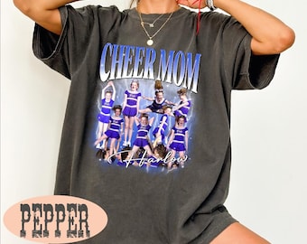 Personalized Cheer Mom Shirt, Custom Photo Cheer Mama Tshirt, Game day Cheer Leading Your Own Pictures Shirt, Custom Mom Cheer Shirt