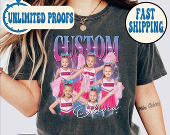 Personalized Cheer Mom Shirt, Custom Photo Cheer Mama Tshirt, Game day Cheer Leading Your Own Pictures Shirt, Custom Mom Cheer Shirt