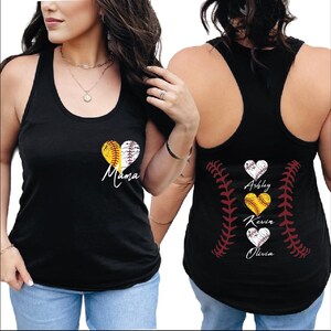 Custom Softball Baseball Mama Tank Top, Personalized Kids Names Back Vneck, Softball Mom Game Day Tank Top, Baseball Mom Gift,BP