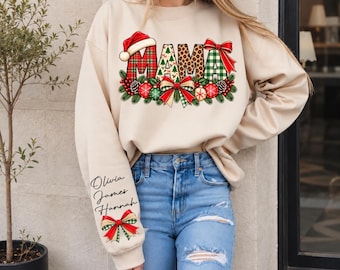 Christmas Mama Sweatshirt, Personalized Kids Names Sweater, Mama Christmas Sweatshirt, Family Christmas Mom Gift