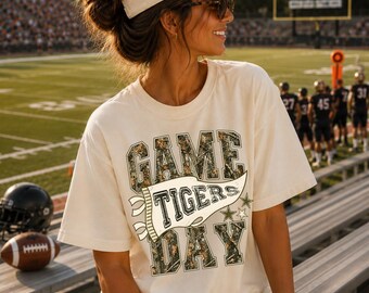 Custom Camo Mascot Game Day Shirt, Personalized Team Name Tee, Camo School Spirit Shirt, Football Game Day Tee
