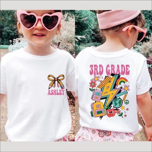 Personalized Back To School Kids Shirt, Custom Coquette 3rd Grade Tshirt, 3rd Grade Back To School Tee, Custom Hello Third Grade Shirt, BP