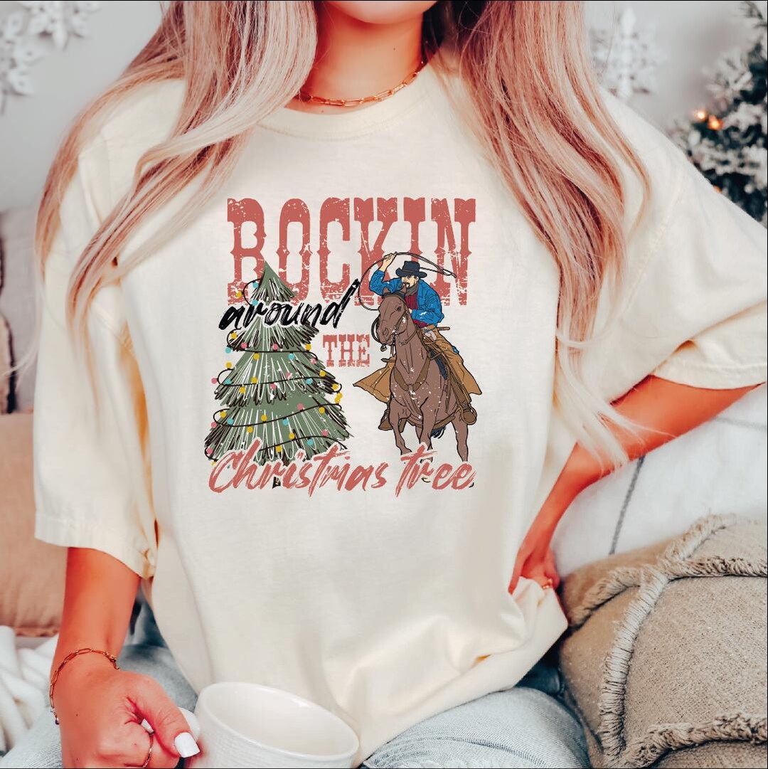Rockin Around the Christmas Tree Shirt, Cowgirls Christmas Shirt
