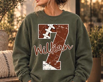 Custom Football Name Number Sweatshirt, Personalized Player Name Sweater, Football Jersey Number Sweatshirt