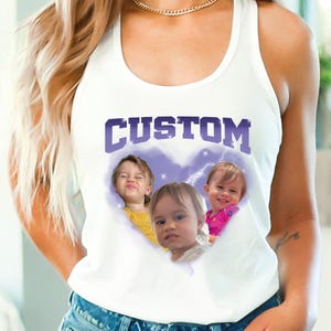 Custom Bootleg Tank Top, Girl Photo Tank Top, Personalized Name Crop Top, Birthday Girl Crop Top, Your Own Bootleg Racerback, Gift for Her
