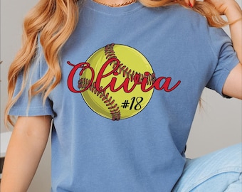 Custom Softball Shirt, Personalizated Mascot Number T-Shirt, Softball Lover T-Shirt, Create Your Own Shirt, Softball Lover Mom Gift T-Shirt