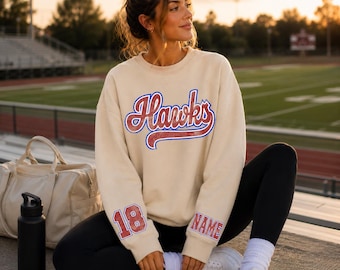 Custom Football Mascot Sweatshirt, Player Name Number Hoodie, Personalized Team Name Football Sweater, School Spirit Gift,BPBP