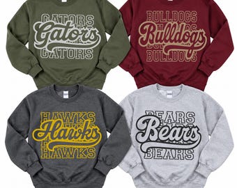 Custom School Mascot Sweatshirt, Personalized Team Name Sweater, School Spirit Mascot Sweatshirt
