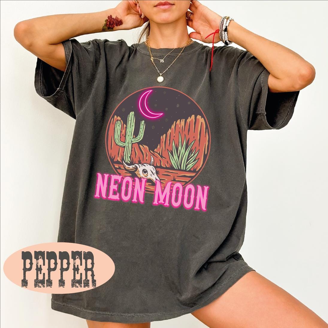 Comfort Colors Neon Moon Shirt, Desert Moon Tshirt, Desert Cactus Tee, Country Music Shirt, Summer Tshirt, Western Skull Shirt, Desert Tee