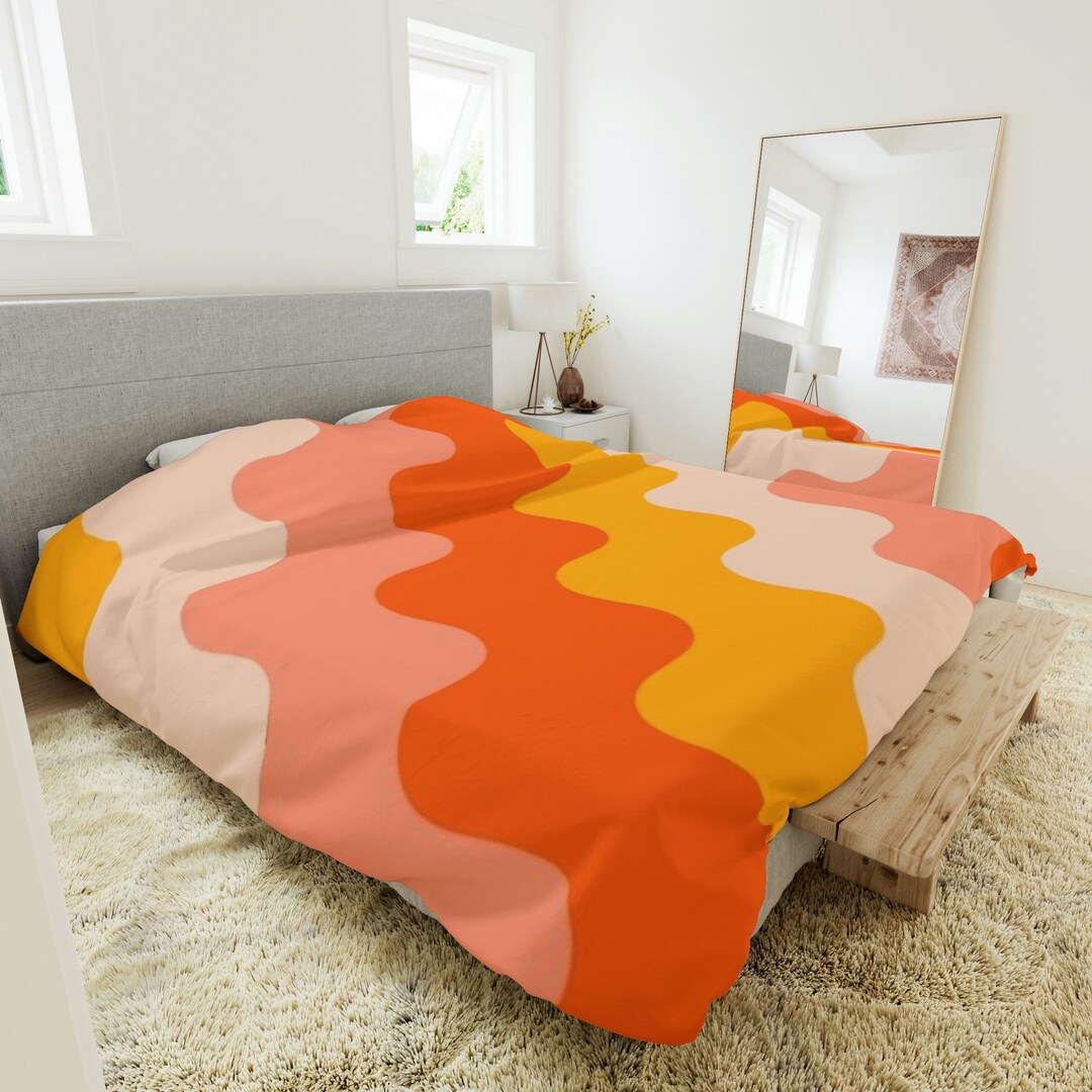 Retro Rainbow Duvet Cover Colorful 70s Boho Hippie Home Decor Etsy