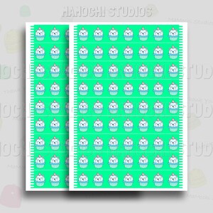 Folha de adesivos de fita Washi - Ursos de cupcake, tiras de Washi falsas, adesivos de diário, decorações de bujo, adesivos de cartas, adesivos de planejador, cartões