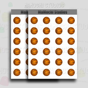 Mini agenda autocollants - 2 feuilles de ballons de basket, autocollant Bujo, autocollants mignons de scrapbooking, cahier de sport, mini autocollants de journal, agendas heureux