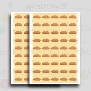 Folha de adesivos de fita Washi - padrão de pão macio e fofo, fita de pão fofa, design de pão rústico, padrão de pão artesanal, adesivos de planejador, diário