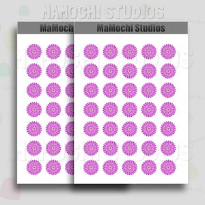 Mini Planner Aufkleber - 2 Blätter rosa Dahlie Blumen Kreise, steht für Freundschaft und Schönheit - Gastgeschenke, Bujo Pages, Scrapbook Bundles