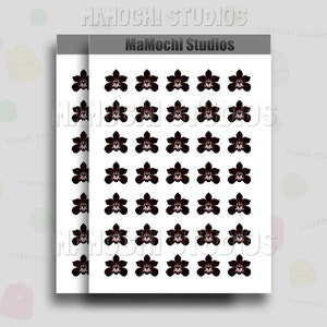 Mini autocollants planificateur - 2 feuilles cercles de fleurs d’orchidées noires, mystère, pouvoir, sophistication - autocollants Bujo Scrapbook, réfléchis pour elle