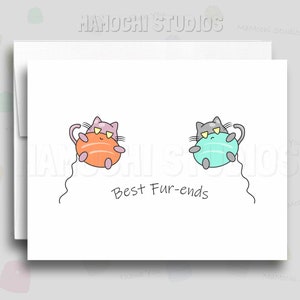 Meilleurs bouts de fourrure - Carte de vœux Kitty Cats, Carte réfléchie heureuse, Carte Je t'aime, Carte fantaisiste pour animaux de compagnie, Carte d'anniversaire, Cadeau de jeu de mots ringard humoristique