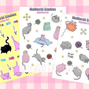 Kitty Cat Sticker Sheet – Squishy, Cranky Cat Designs