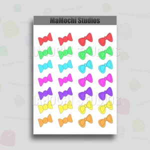 Mini Planner Stickers - 2 vellen Rainbow Bows, Bujo Pages, Notebook Journal Kit, Scrapbooking Versieringen, Plan Grafieken, Visuele Notitie Geschenken
