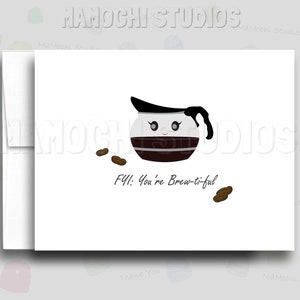 Pour information : You’re Brew-ti-ful - Carte de vœux en grains de caféine, carte réfléchie, carte fantaisiste, carte d’amitié, cadeau de jeu de mots ringard humoristique