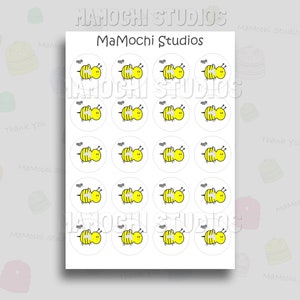 Stickervel - Buzzy Bee Label Stickers - Cute Daycare Label - Cute Label - Cute Kids Label - Lunch Bento Box Label, Waterfles, Notities