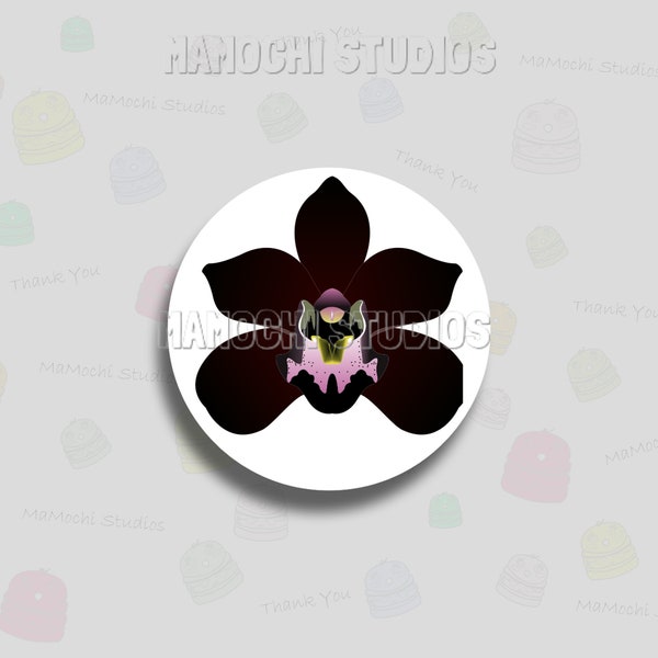 Die Cut Stickers - Black Orchid Flowers, Represents mystery, power, sophistication - For Mom, For Her, Party Invitation, Unique Water Bottle