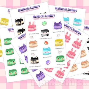 Kawaii Macaron Animals Sticker Sheet – Planner, Bujo Stickers