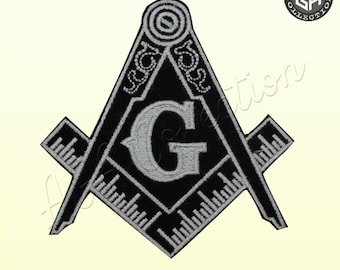Masonic Square and Compass Embroidered Patch, DIY Sew/Iron Badge
