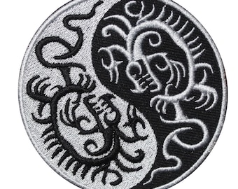 Yin Yang Dragon Circle Logo Patch Geborduurd Logo Borduurpatch Opstrijkbare Patch Naai Badge DIY Borduurwerk Geborduurde Applique