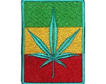 Rasta Weed Vlag Patch Geborduurd Logo Borduurpatch Opstrijkpatch Badge Naaien DIY Borduurwerk Geborduurde Applique