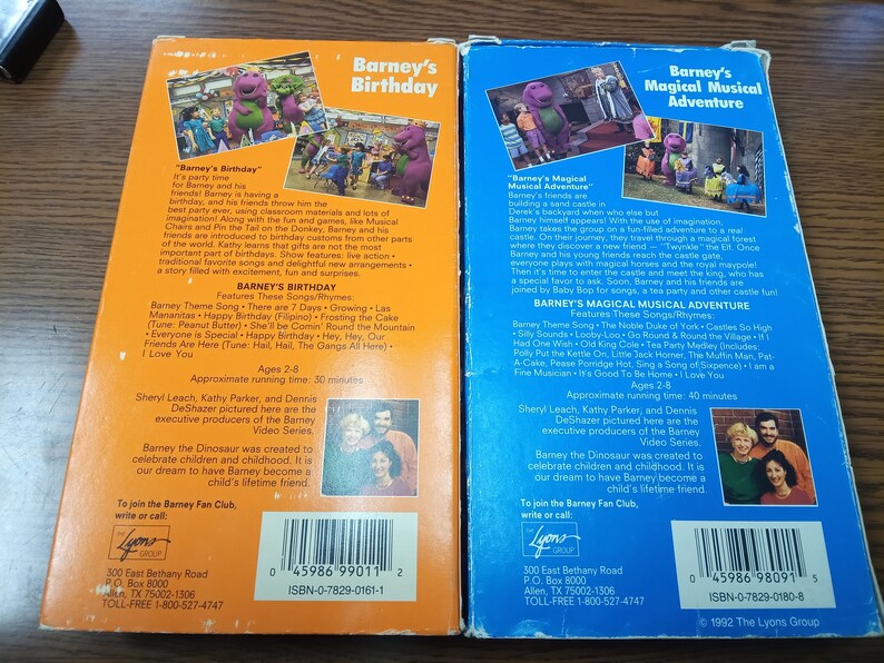 Barney VHS Tapes Set of Two, Barney's Magical Musical Adventure, and Barney's Birthday Etsy