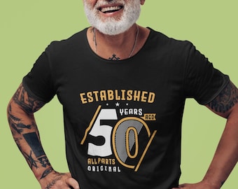 Camisa de 50 anos, presente de 50 anos, 50 anos, camisa de festa de aniversário, festa de 50 anos, homem de 50 anos, presente de aniversário, unissex