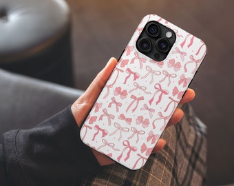 Funda de teléfono coqueta, funda de teléfono estético, funda de teléfono con lazo rosa, estética coqueta, funda de teléfono de moda