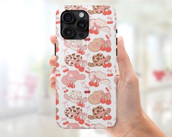 Funda de teléfono coqueta, funda de teléfono estética, sombreros de vaquera rosa, estética coqueta, funda de teléfono de moda, funda de teléfono de lazo rosa