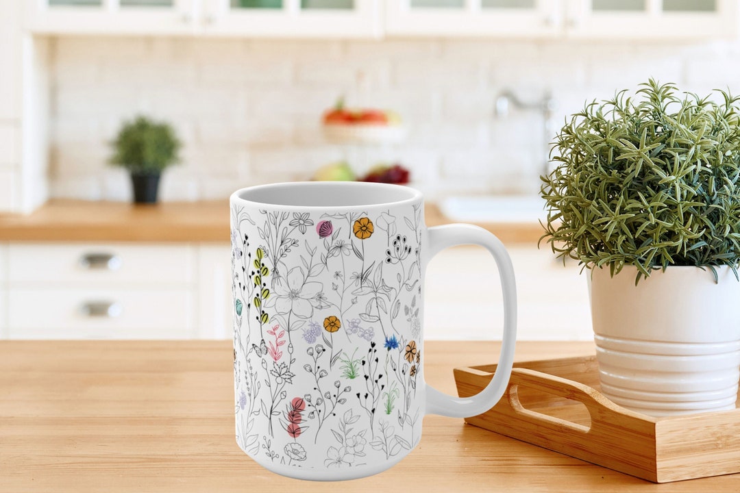 Wildflower Cottagecore Coffee Mug for Mother's Day, Floral Botanical ...