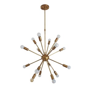 Sixteen Arm Brass Sputnik Chandelier Handmade Raw Brass Ceiling Light Fixture