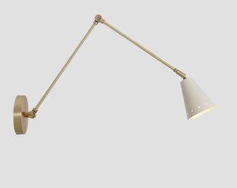 Handmade Single Light Articulated Stilnovo Style Brass Wall Sconce Light Beside Wall Sconce