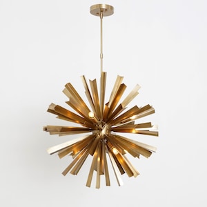 Eight Light Brass Sputnik Starburst Chandelier Handmade Brass Ceiling Light Fixture