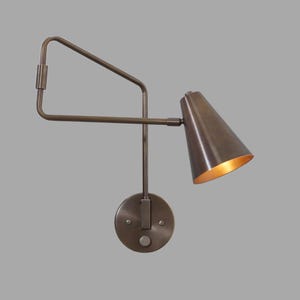 Handmade Single Light Articulated Brass Sconce Mid Century Style Brass Wall Lamp