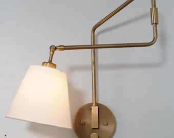 Handmade Single Light Articulated Brass Sconce Mid Century Style Brass Wall Lamp