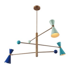 Handmade Brass Three Cone Shade Sputnik Ceiling Pendant Light Fixture Sputnik Chandelier